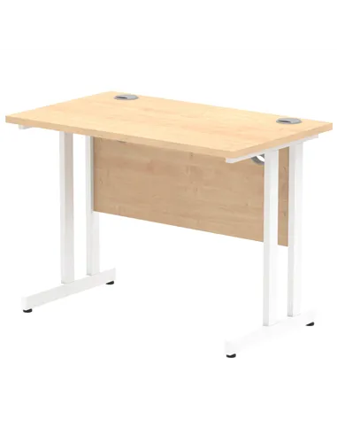 Dynamic Impulse 1000 x 600mm Straight Office Desk Maple Top White Cantilever Leg MI002426
