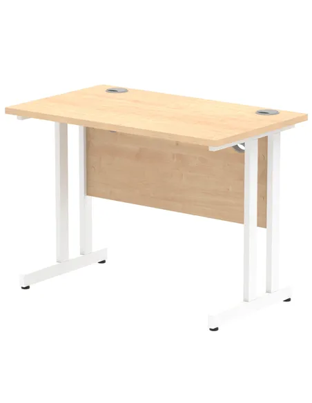 Dynamic Impulse 1000 x 600mm Straight Office Desk Maple Top White Cantilever Leg MI002426