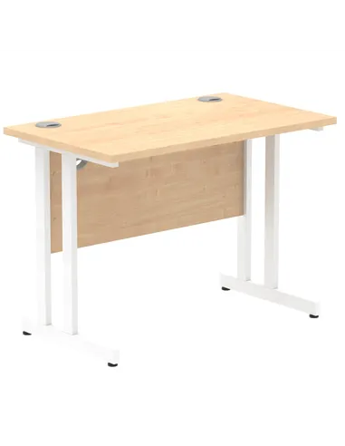 Dynamic Impulse 1000 x 600mm Straight Office Desk Maple Top White Cantilever Leg MI002426