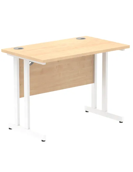 Dynamic Impulse 1000 x 600mm Straight Office Desk Maple Top White Cantilever Leg MI002426