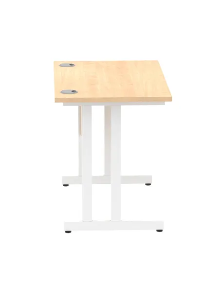 Dynamic Impulse 1000 x 600mm Straight Office Desk Maple Top White Cantilever Leg MI002426