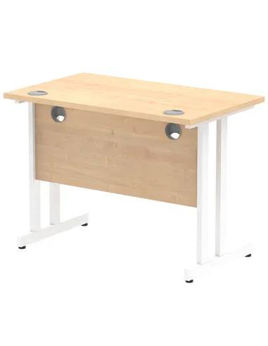 Dynamic Impulse 1000 x 600mm Straight Office Desk Maple Top White Cantilever Leg MI002426