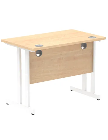 Dynamic Impulse 1000 x 600mm Straight Office Desk Maple Top White Cantilever Leg MI002426