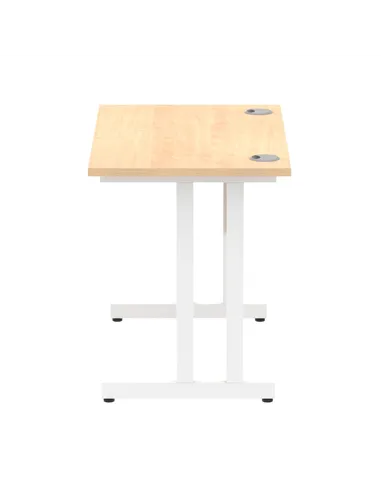 Dynamic Impulse 1000 x 600mm Straight Office Desk Maple Top White Cantilever Leg MI002426