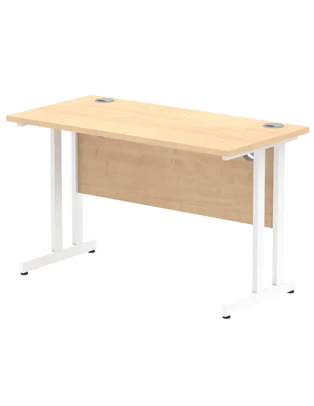 Dynamic Impulse 1200 x 600mm Straight Office Desk Maple Top White Cantilever Leg MI002427