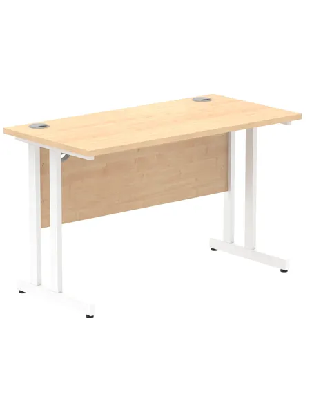 Dynamic Impulse 1200 x 600mm Straight Office Desk Maple Top White Cantilever Leg MI002427