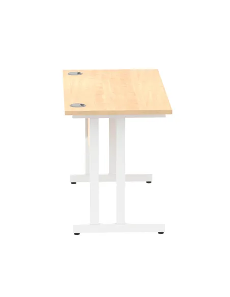 Dynamic Impulse 1200 x 600mm Straight Office Desk Maple Top White Cantilever Leg MI002427