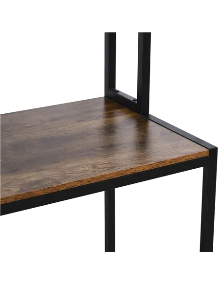 HOMCOM L Shaped Desk with Book Shelf, Industrial Corner Computer Desk, Writing Table with Steel Frame for Home Office, Bedroom, 