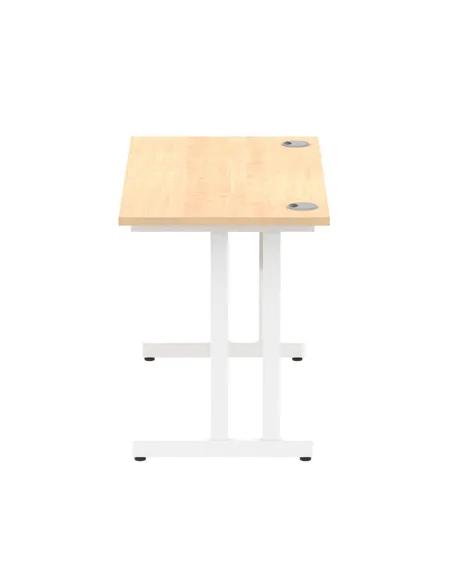 Dynamic Impulse 1200 x 600mm Straight Office Desk Maple Top White Cantilever Leg MI002427