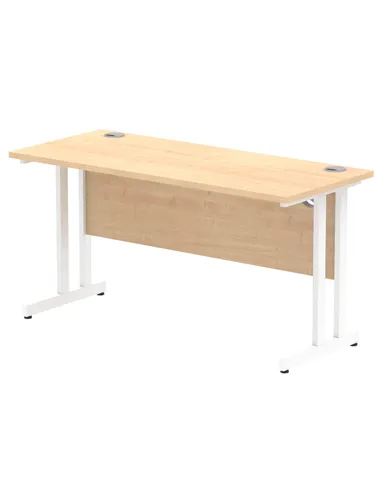Dynamic Impulse 1400 x 600mm Straight Office Desk Maple Top White Cantilever Leg MI002428