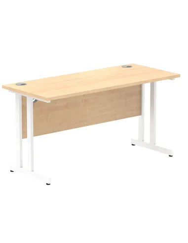 Dynamic Impulse 1400 x 600mm Straight Office Desk Maple Top White Cantilever Leg MI002428