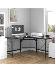 HOMCOM L-Shaped Corner Desk, Computer Desk for Home Office, Space-Saving Study Workstation, Easy to Assemble, 150 x 150 x 76cm,  2