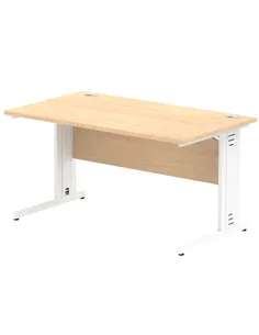 Dynamic Impulse 1400 x 800mm Straight Office Desk Maple Top White Cable Managed Leg MI002498