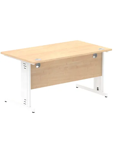 Dynamic Impulse 1400 x 800mm Straight Office Desk Maple Top White Cable Managed Leg MI002498