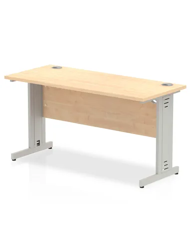 Dynamic Impulse 1400 x 600mm Straight Office Desk Maple Top Silver Cable Managed Leg MI002503