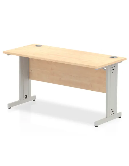 Dynamic Impulse 1400 x 600mm Straight Office Desk Maple Top Silver Cable Managed Leg MI002503