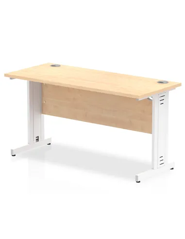 Dynamic Impulse 1400 x 600mm Straight Office Desk Maple Top White Cable Managed Leg MI002508