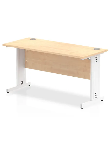 Dynamic Impulse 1400 x 600mm Straight Office Desk Maple Top White Cable Managed Leg MI002508