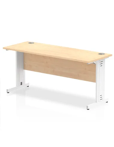 Dynamic Impulse 1600 x 600mm Straight Office Desk Maple Top White Cable Managed Leg MI002509