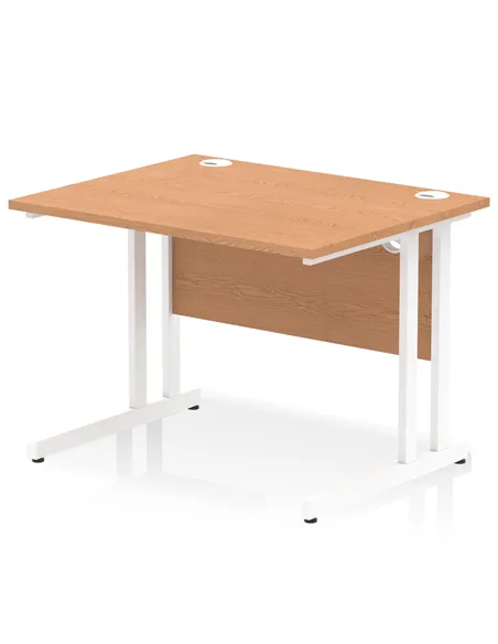 Dynamic Impulse 1000 x 800mm Straight Office Desk Oak Top White Cantilever Leg MI002642