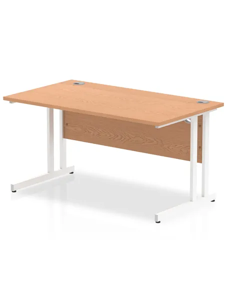 Dynamic Impulse 1400 x 800mm Straight Office Desk Oak Top White Cantilever Leg MI002644