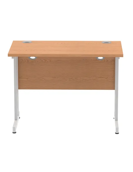 Dynamic Impulse 1000 x 600mm Straight Office Desk Oak Top Silver Cantilever Leg MI002647