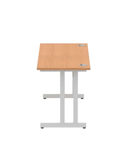 Dynamic Impulse 1400 x 600mm Straight Office Desk Oak Top Silver Cantilever Leg MI002649