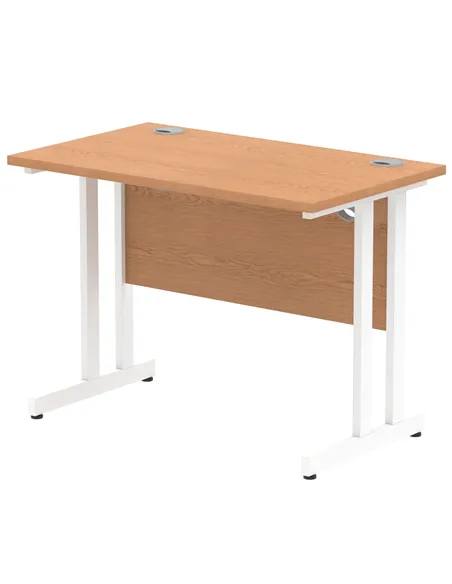 Dynamic Impulse 1000 x 600mm Straight Office Desk Oak Top White Cantilever Leg MI002652