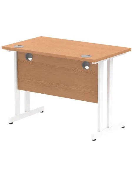 Dynamic Impulse 1000 x 600mm Straight Office Desk Oak Top White Cantilever Leg MI002652