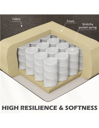 HOMCOM Two-Seater Mid-Century Sofa, with Pocket Springs - Dark Brown