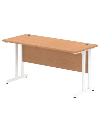 Dynamic Impulse 1400 x 600mm Straight Office Desk Oak Top White Cantilever Leg MI002654