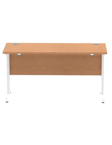 Dynamic Impulse 1400 x 600mm Straight Office Desk Oak Top White Cantilever Leg MI002654
