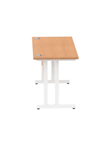 Dynamic Impulse 1400 x 600mm Straight Office Desk Oak Top White Cantilever Leg MI002654