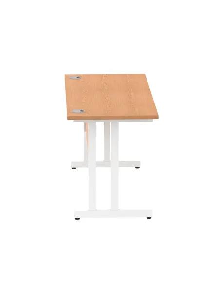 Dynamic Impulse 1400 x 600mm Straight Office Desk Oak Top White Cantilever Leg MI002654