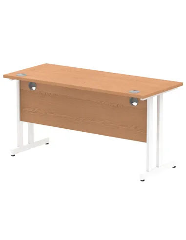 Dynamic Impulse 1400 x 600mm Straight Office Desk Oak Top White Cantilever Leg MI002654