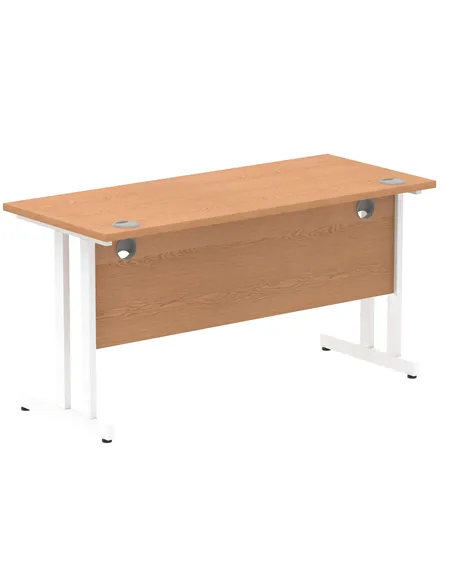 Dynamic Impulse 1400 x 600mm Straight Office Desk Oak Top White Cantilever Leg MI002654