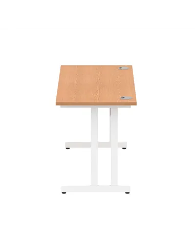 Dynamic Impulse 1400 x 600mm Straight Office Desk Oak Top White Cantilever Leg MI002654