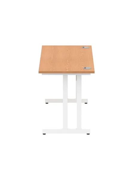 Dynamic Impulse 1400 x 600mm Straight Office Desk Oak Top White Cantilever Leg MI002654