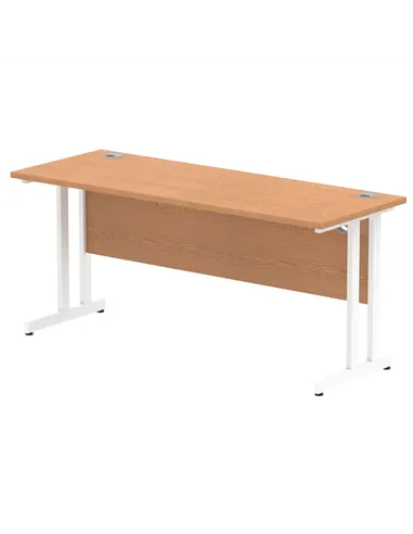 Dynamic Impulse 1600 x 600mm Straight Office Desk Oak Top White Cantilever Leg MI002655