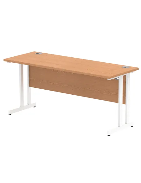 Dynamic Impulse 1600 x 600mm Straight Office Desk Oak Top White Cantilever Leg MI002655