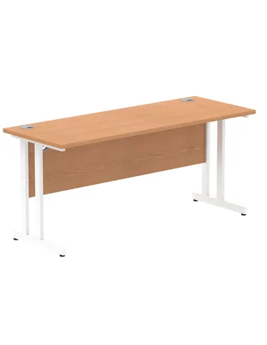 Dynamic Impulse 1600 x 600mm Straight Office Desk Oak Top White Cantilever Leg MI002655