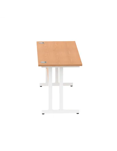 Dynamic Impulse 1600 x 600mm Straight Office Desk Oak Top White Cantilever Leg MI002655