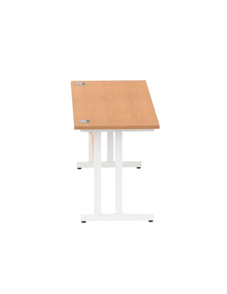 Dynamic Impulse 1600 x 600mm Straight Office Desk Oak Top White Cantilever Leg MI002655