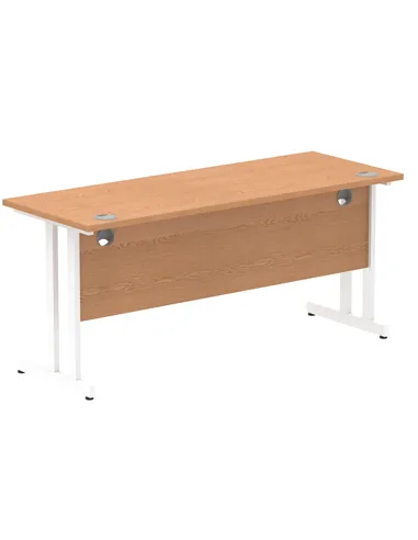 Dynamic Impulse 1600 x 600mm Straight Office Desk Oak Top White Cantilever Leg MI002655