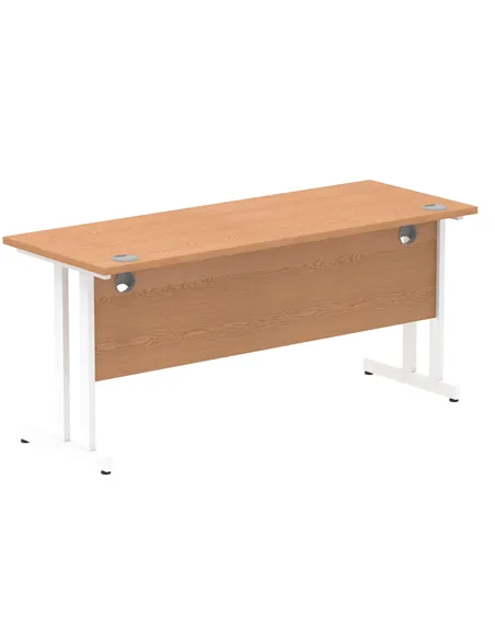 Dynamic Impulse 1600 x 600mm Straight Office Desk Oak Top White Cantilever Leg MI002655
