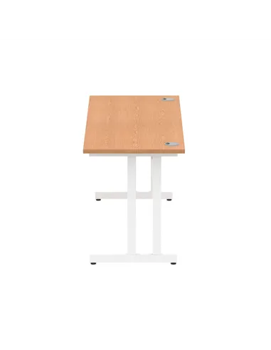 Dynamic Impulse 1600 x 600mm Straight Office Desk Oak Top White Cantilever Leg MI002655