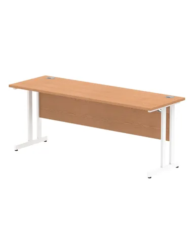 Dynamic Impulse 1800 x 600mm Straight Office Desk Oak Top White Cantilever Leg MI002656