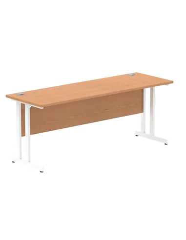 Dynamic Impulse 1800 x 600mm Straight Office Desk Oak Top White Cantilever Leg MI002656