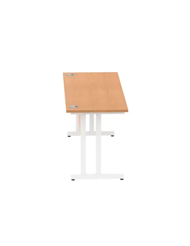 Dynamic Impulse 1800 x 600mm Straight Office Desk Oak Top White Cantilever Leg MI002656