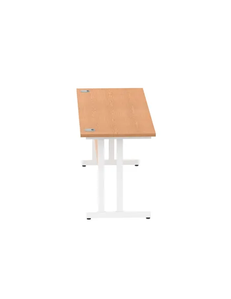 Dynamic Impulse 1800 x 600mm Straight Office Desk Oak Top White Cantilever Leg MI002656